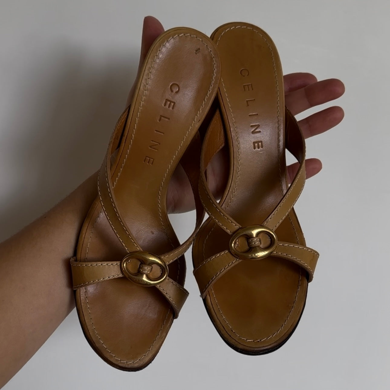 Celine Brown Logo Heels (38)