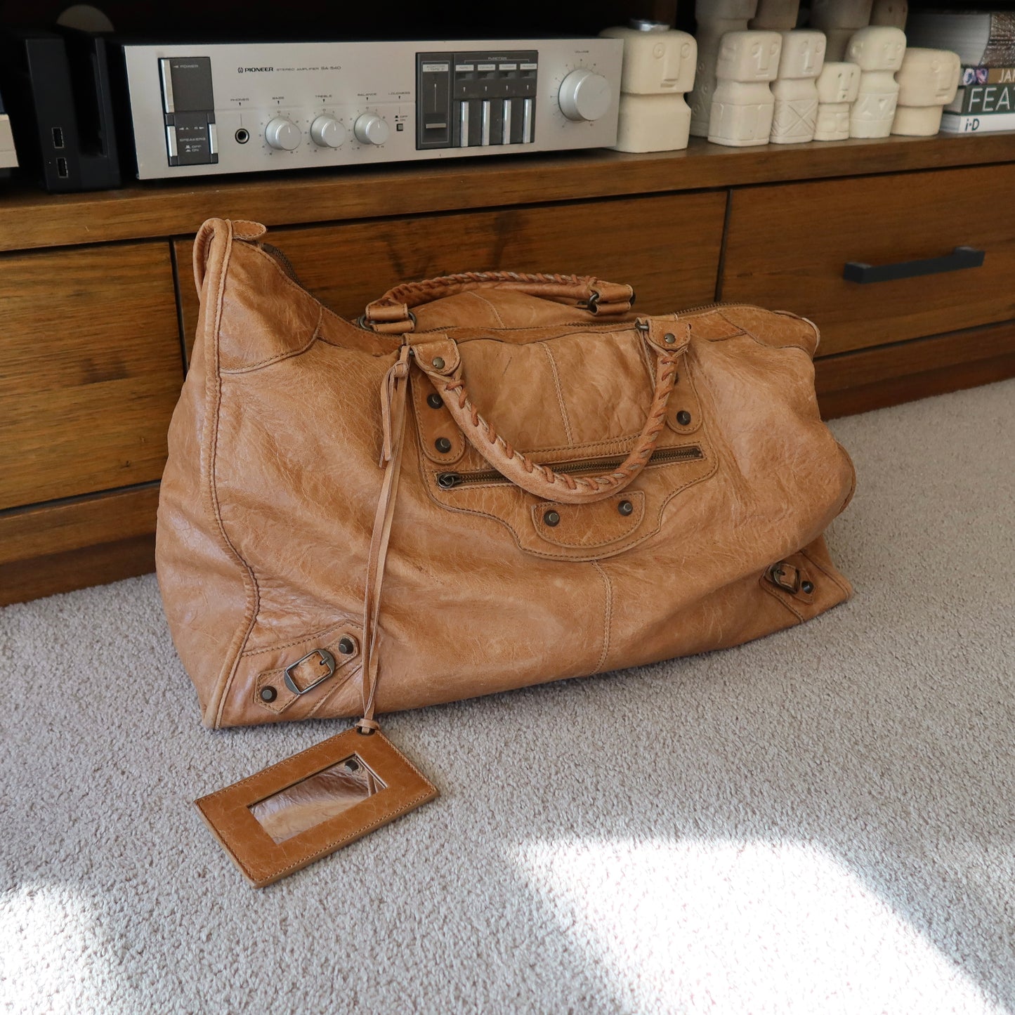 Balenciaga Brown Motorcycle Weekender Bag