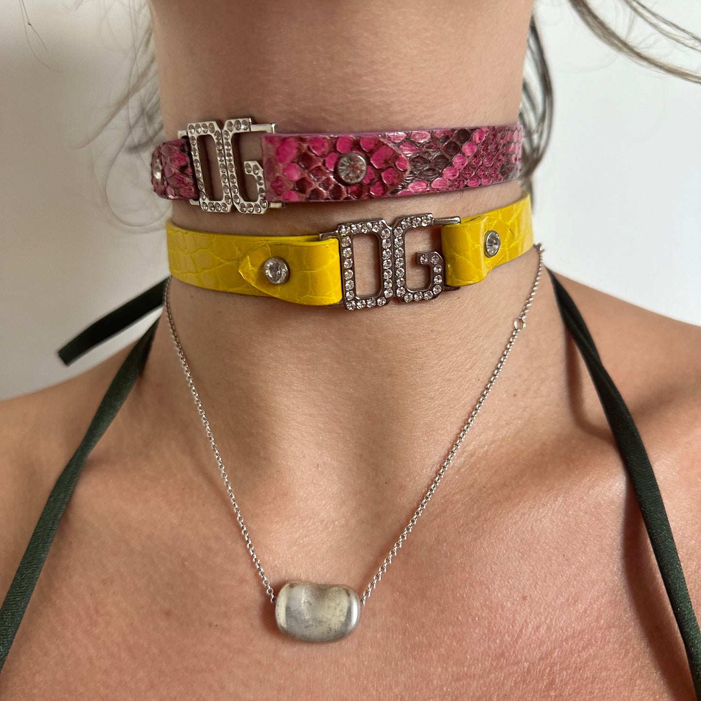 Dolce & Gabbana Yellow Leather Choker