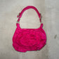 YSL Rare Hot Pink Suede Nadja Bag with Gold Hardware