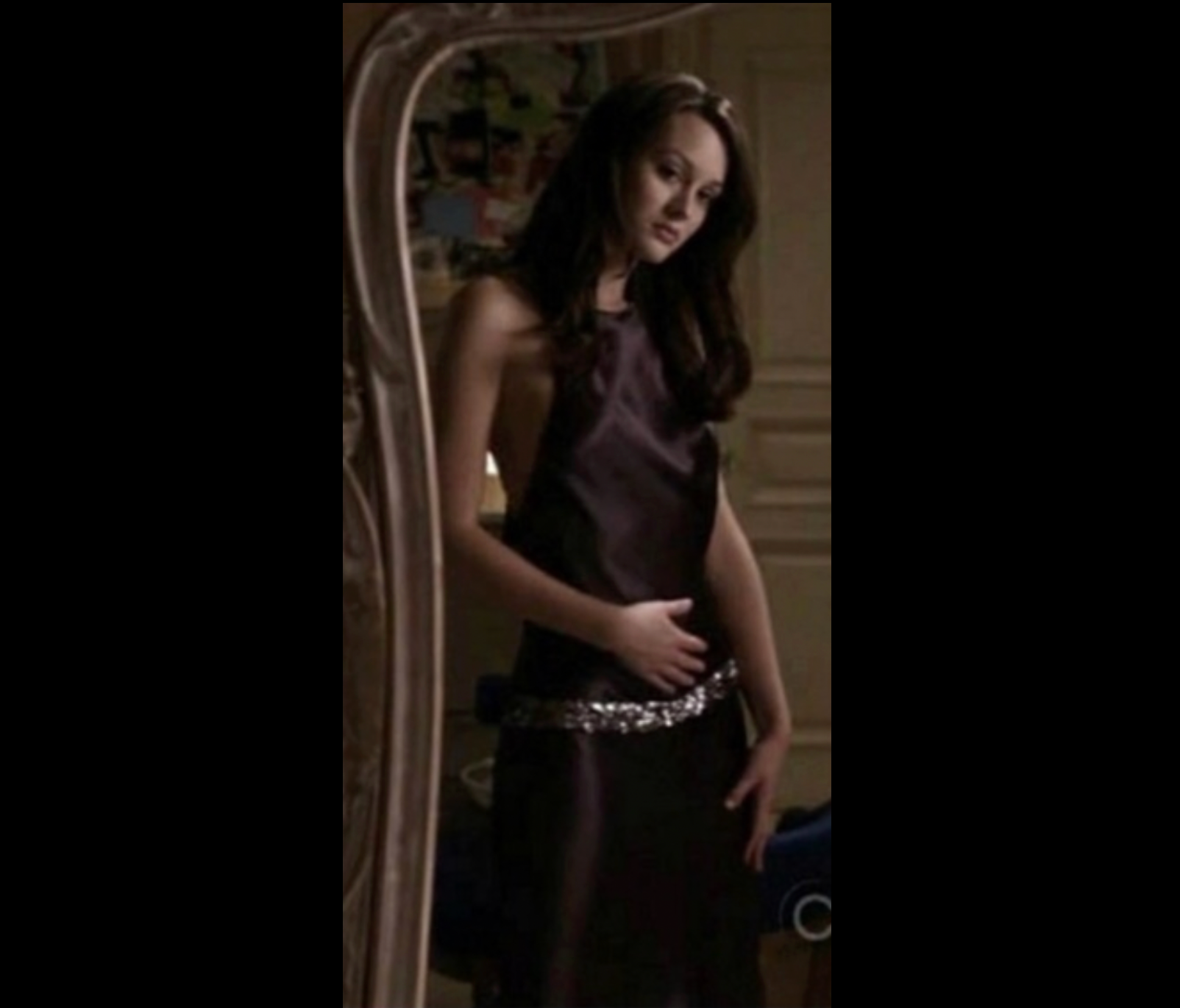 vera wang drop waist dress blair Vera Wang Silver Dress (seen on Blair Waldorf in Gossip Girl pilot ep) Guzzi Archive