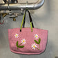 Fendi Rare Floral Knit and Cowhide Tote