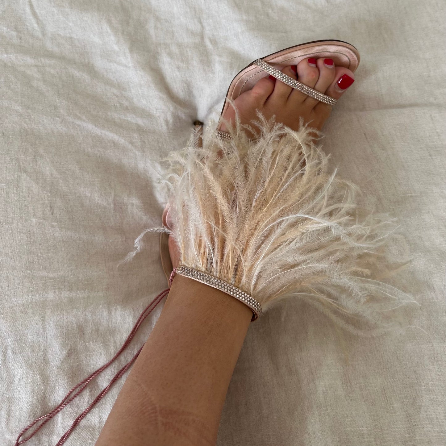 Rene Caovilla Feather Anklet Heels (37.5)