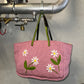 Fendi Rare Floral Knit and Cowhide Tote