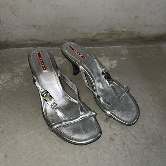 Prada Silver Buckle Heels (39.5)