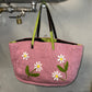 Fendi Rare Floral Knit and Cowhide Tote