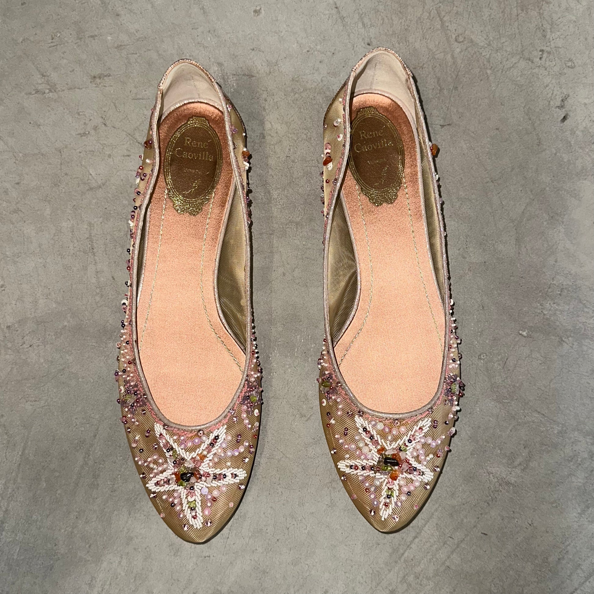 Rene Caovilla Beaded Ballet Flats 40 Guzzi Archive