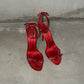 Rene Caovilla Red Satin Bow Heels (37.5)