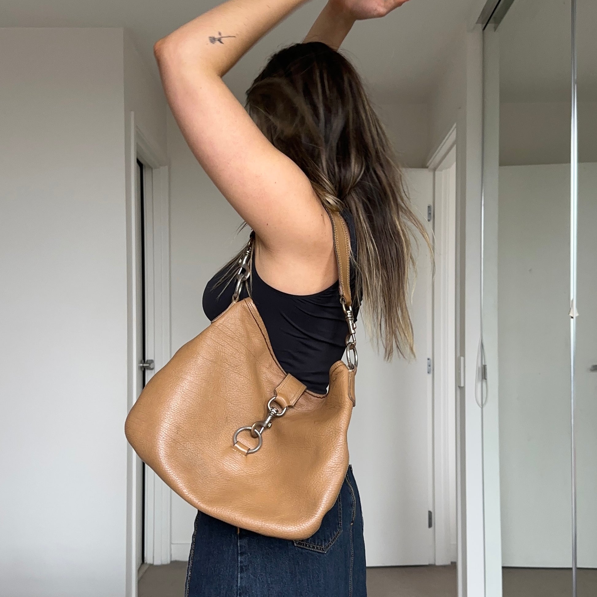 Miu Miu snap hook-detail shoulder bag, Brown
