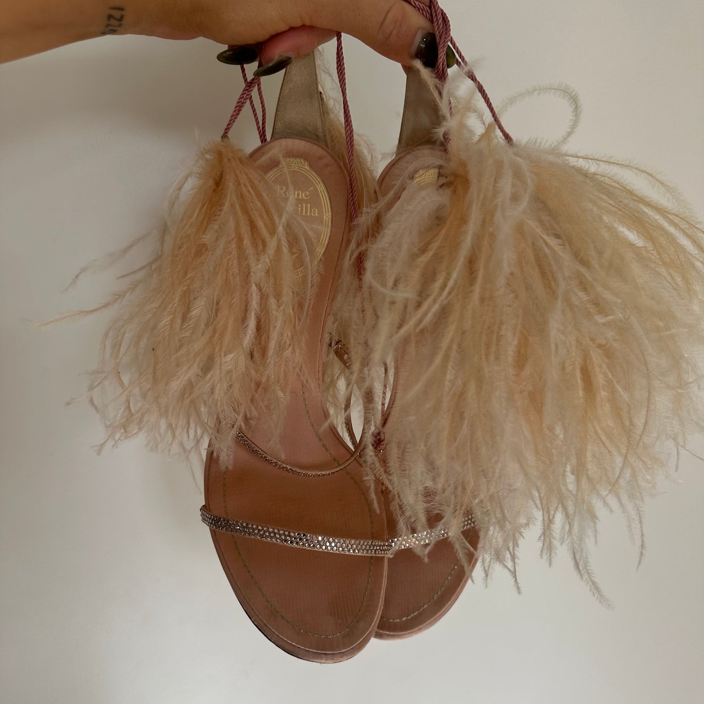 Rene Caovilla Feather Anklet Heels (37.5)