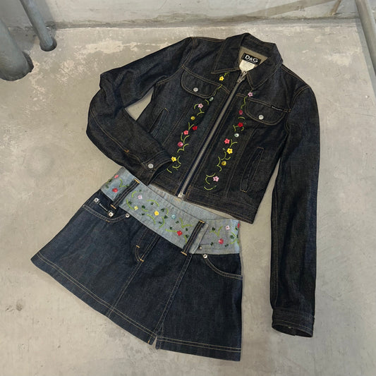 D&G Beaded Floral Denim Set